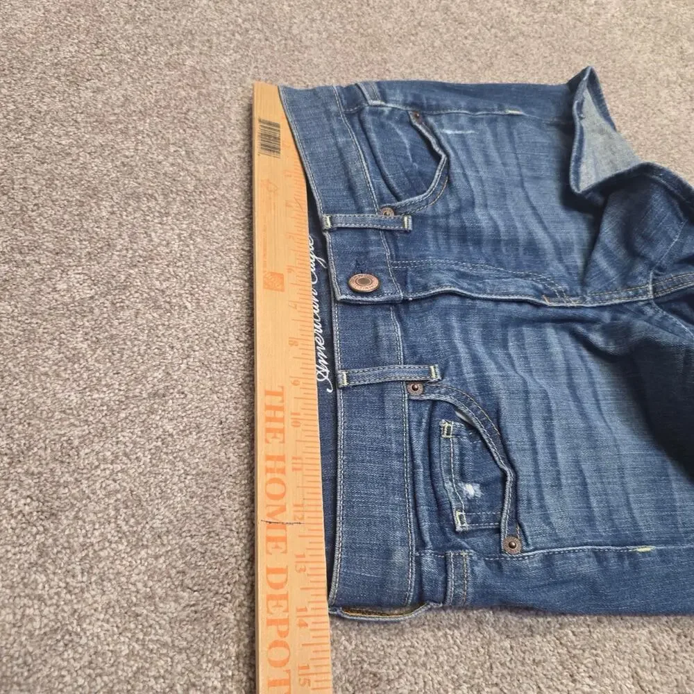 Y2K Indie Sleaze American Eagle Stretch Cuffed Shorts Sz 2 Medium Wash Indigo